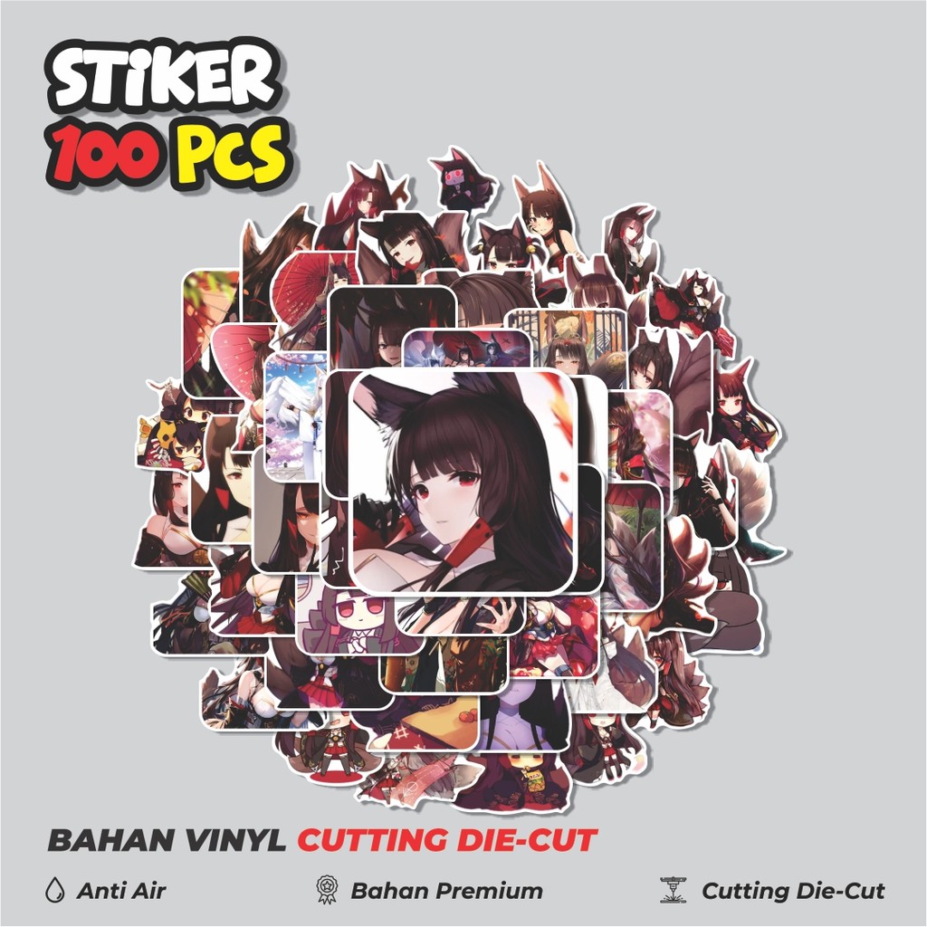 Terbaru 50 pcs Stiker AKAGI AZUR LANE Dekorasi Lucu Kreatif untuk Notebook, Skateboard, HP
