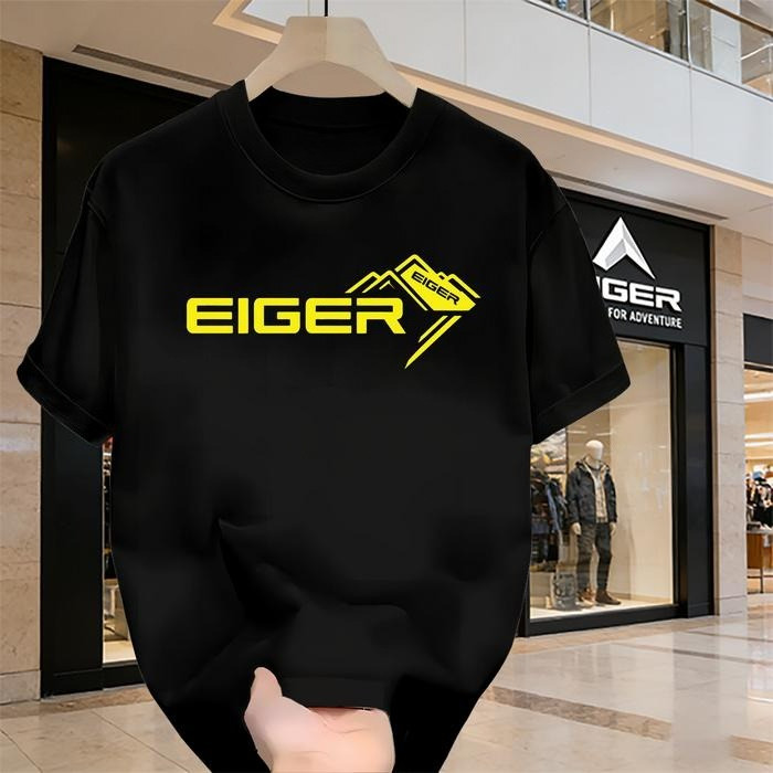 COD Kaos Eiger Simple Kuning Cerah | Kaos Harian Pria Eiger Premium Anti Gerah - hitam, S-5XL