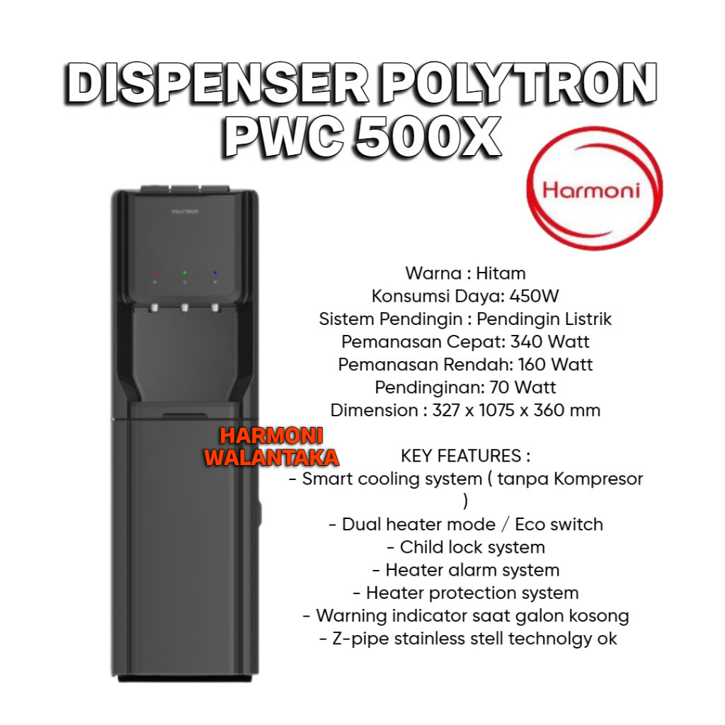 DISPENSER POLYTRON PWC 500X DISPENSER GALON BAWAH POLYTRON PUTIH PWC 500X DISPENSER TINGGI GALON BAW