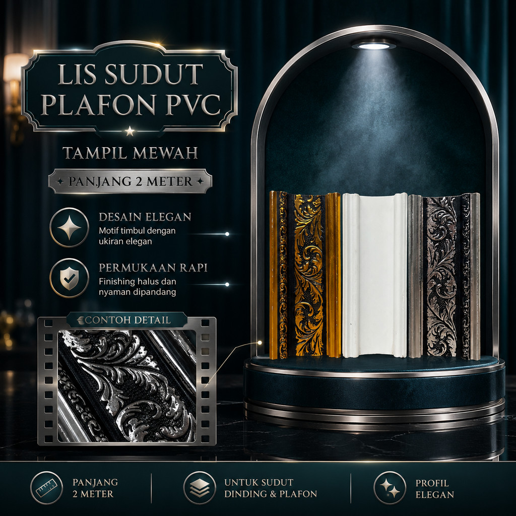 List Plafon PVC Anti Rayap Anti Air 2M Lis Pigura 8CM 12CM Mudah Pasang Tanpa Cat Rumah Minimalis