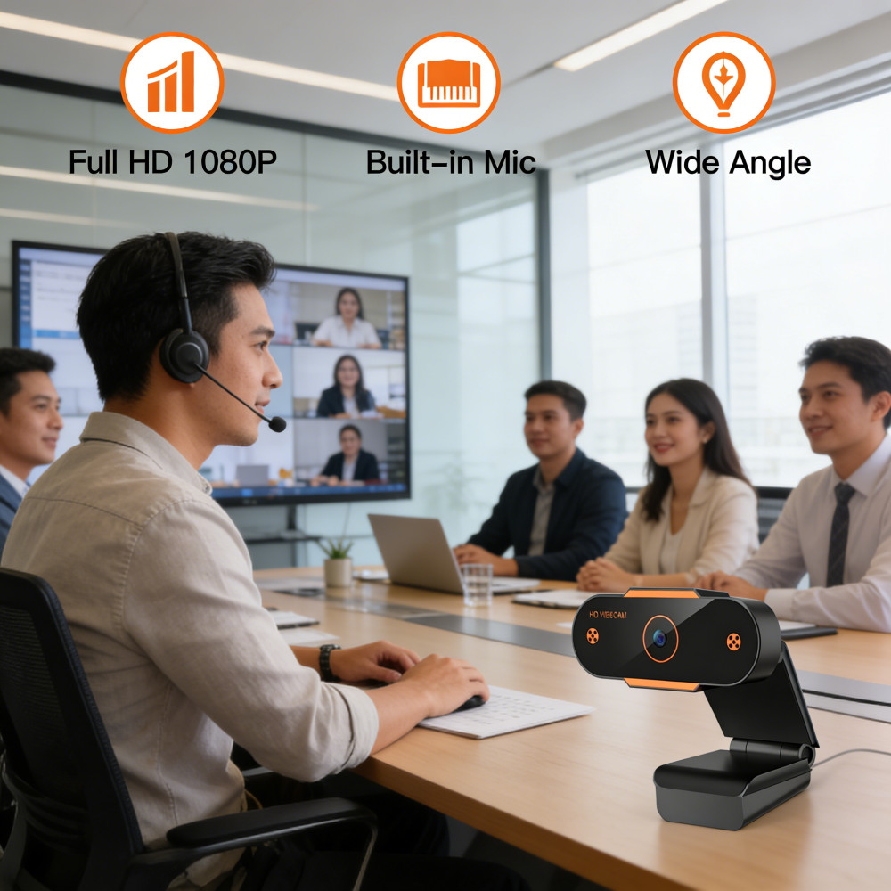 Kamera Online Kamera Konferensi Mikrofon Kamera PC Laptop untuk Kantor Kamera USB 1080P Kamera Rapat