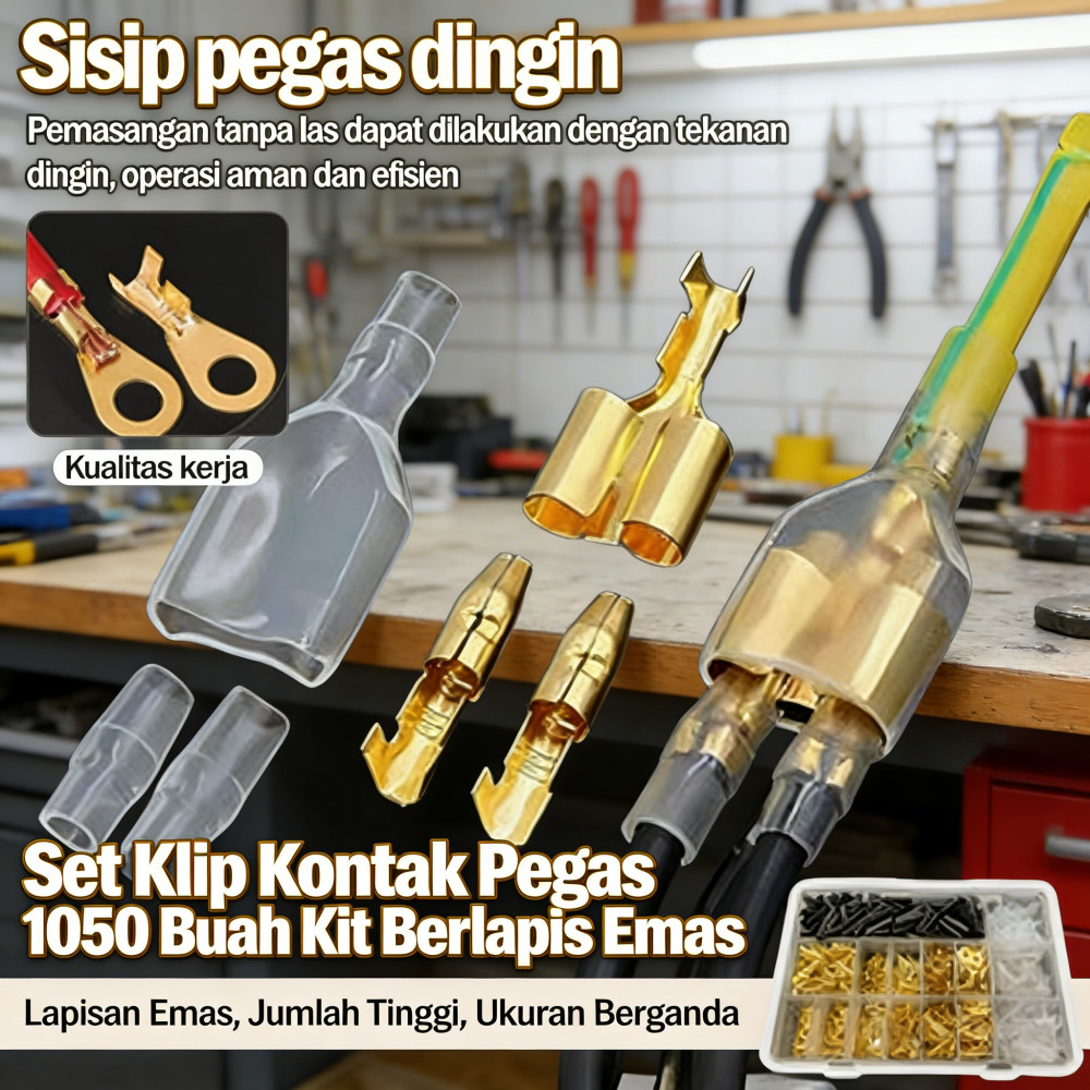 Pegas 1050 Klip Kontak Dipres 2.8MM Buah Berlapis 6.3MM Kit Emas Klip Pegas