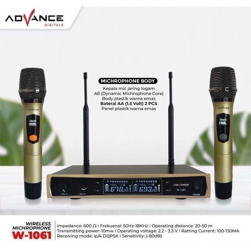 Bergaransi Resmi Mic wirles Advance W-1061/Mic Wireless Advance W-1062