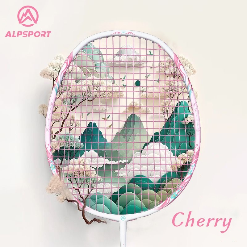 SALEALPSPORT New TX Cherry Badminton Racket 100% Serat Karbon Penuh Desain Asli Model Dewi Desain As