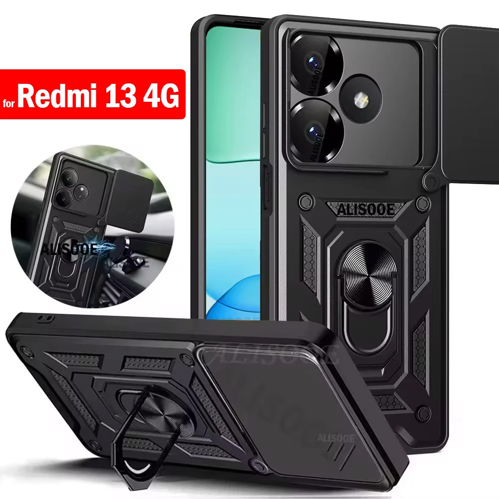CASE XIAOMI REDMI 13 4G / 13X  / POCO M6 4G Military Case Armor Slide Ring Case Standing Holder  #WS