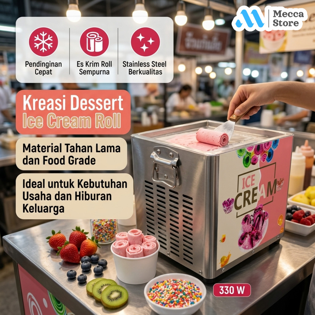 Ice Cream Roll Maker Alat Pembuat Es Krim Roll Gulung 330 W