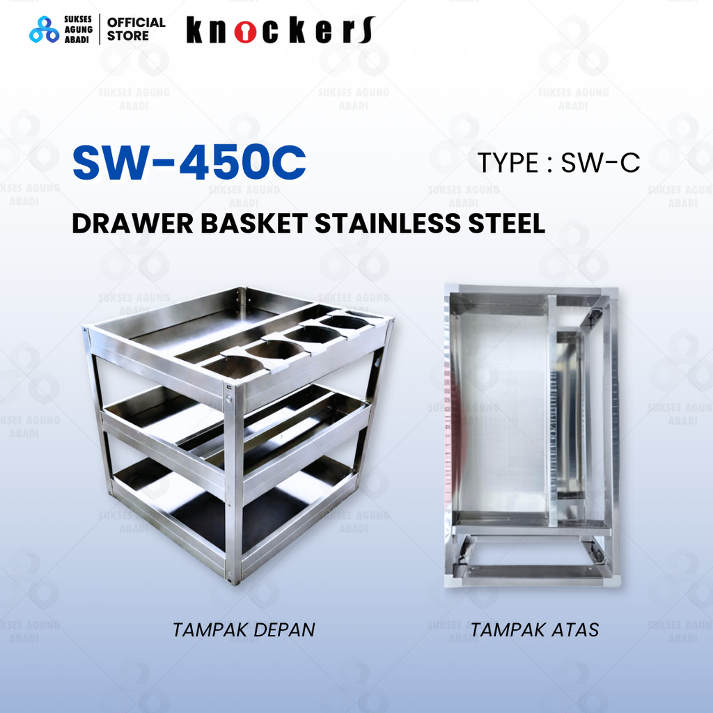 KNOCKERS Drawer Basket SW 450C - Rak Piring Laci Tarik Dapur Stainless Steel 304 Knockers SW-450C