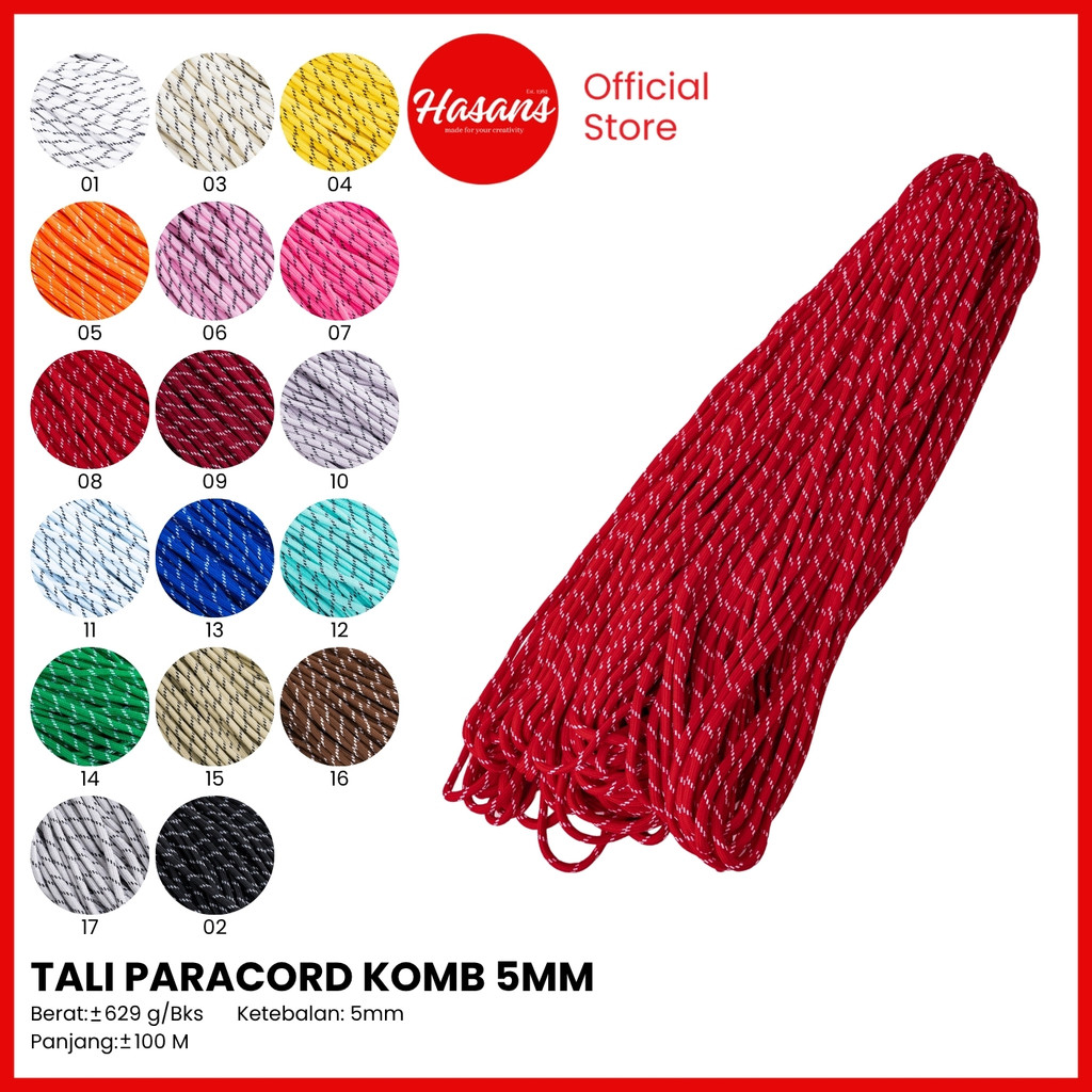 HASANS - Tali Paracord Kombinasi 5mm / Tali Paracord Motif 5mm /Tali Paracord Candyland 5mm/ Tali Pr