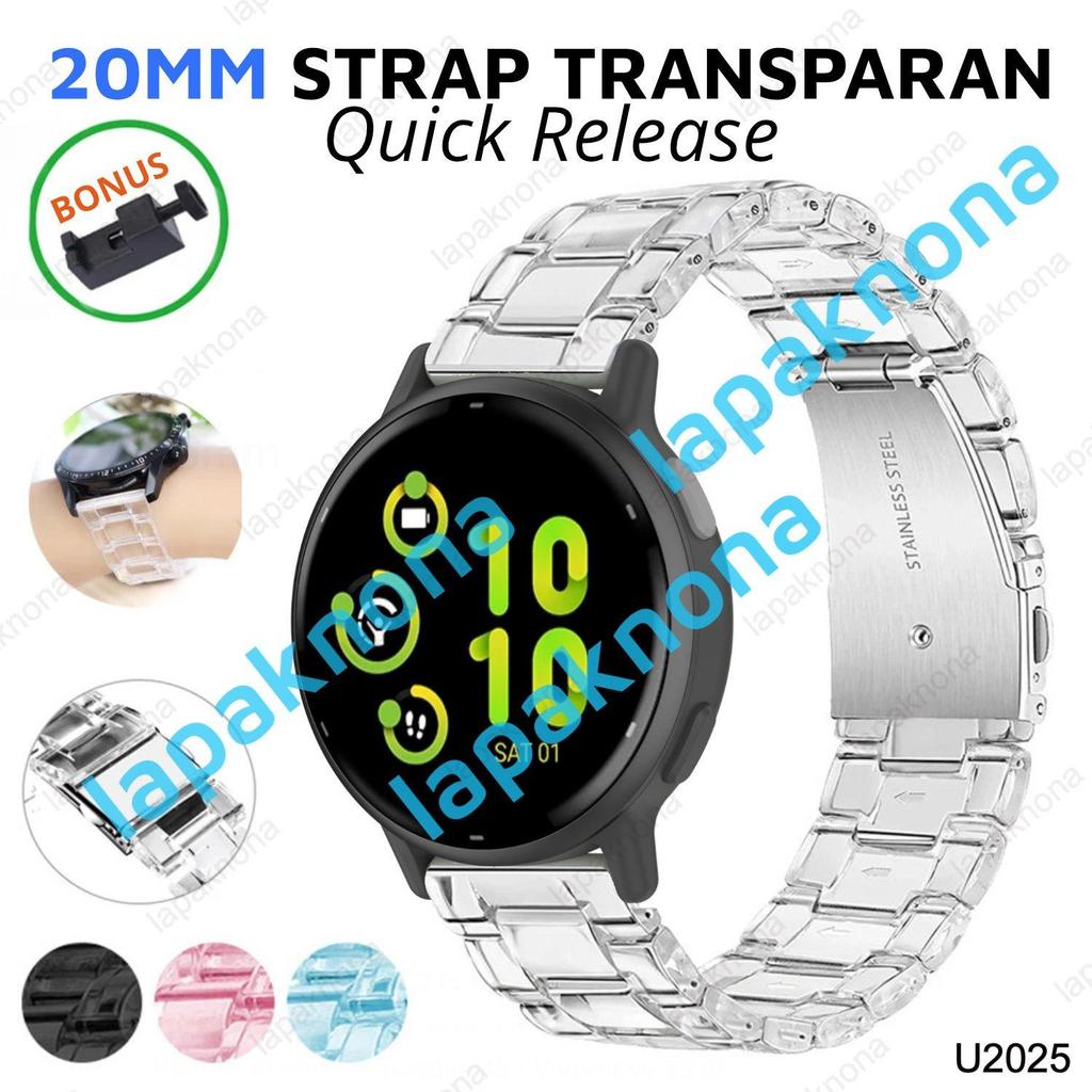 20mm TRANSPARENT RESIN Strap Garmin Venu SQ 2 Plus Forerunner 570 - 42mm 170 70 165 245 645 55 Appro