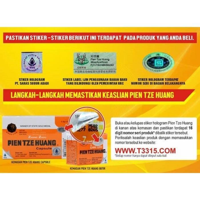 PIEN TZE HUANG 6 KAPSUL / AHONG / OBAT PASCA OPERASI
