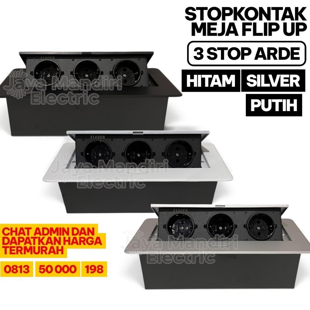 STOP KONTAK MEJA FLIP POP UP 3 STOP KONTAK ARDE / 3 COLOKAN ARDE