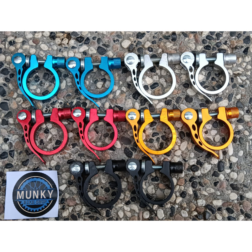 Foto Seatclamp seat clamp klem 31.8 34.9 untuk seatpost 27.2 30.9 & 31.8 mm quick release QR sepeda