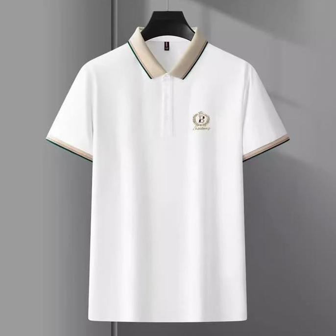 Cuci Gudang Polo Shirt Pria Polos Terkeren T-Shirt Santai Kerja Baju Kerah Quality Putih Motif Premi