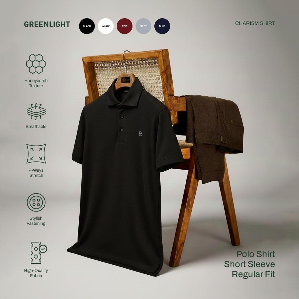 Promo Greenlight Kaos Kerah Pria Lengan Pendek Regular Fit Katun Polo Shirt Charism Ol-C091024