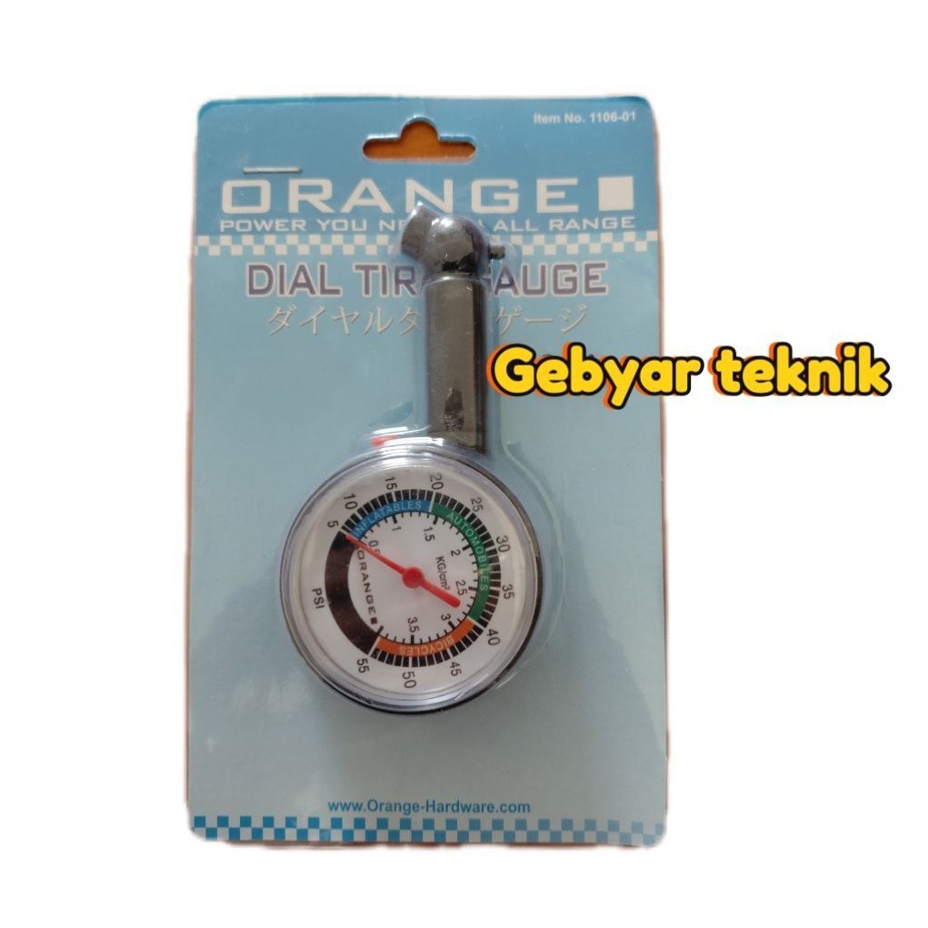 Orange pressure gauge alat teater ukur tekanan angin ban - hijau besi