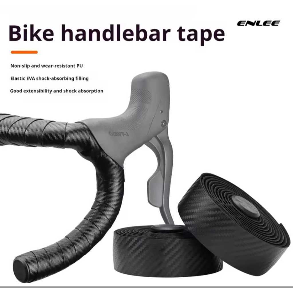 Foto Enlee Bar Tape Stang Bartape Handlebar Handgrip Straps Carbon Fiber Textured Straps EVA Anti-Slip Breathable Sepeda Fixie RB Shock-Absorbing