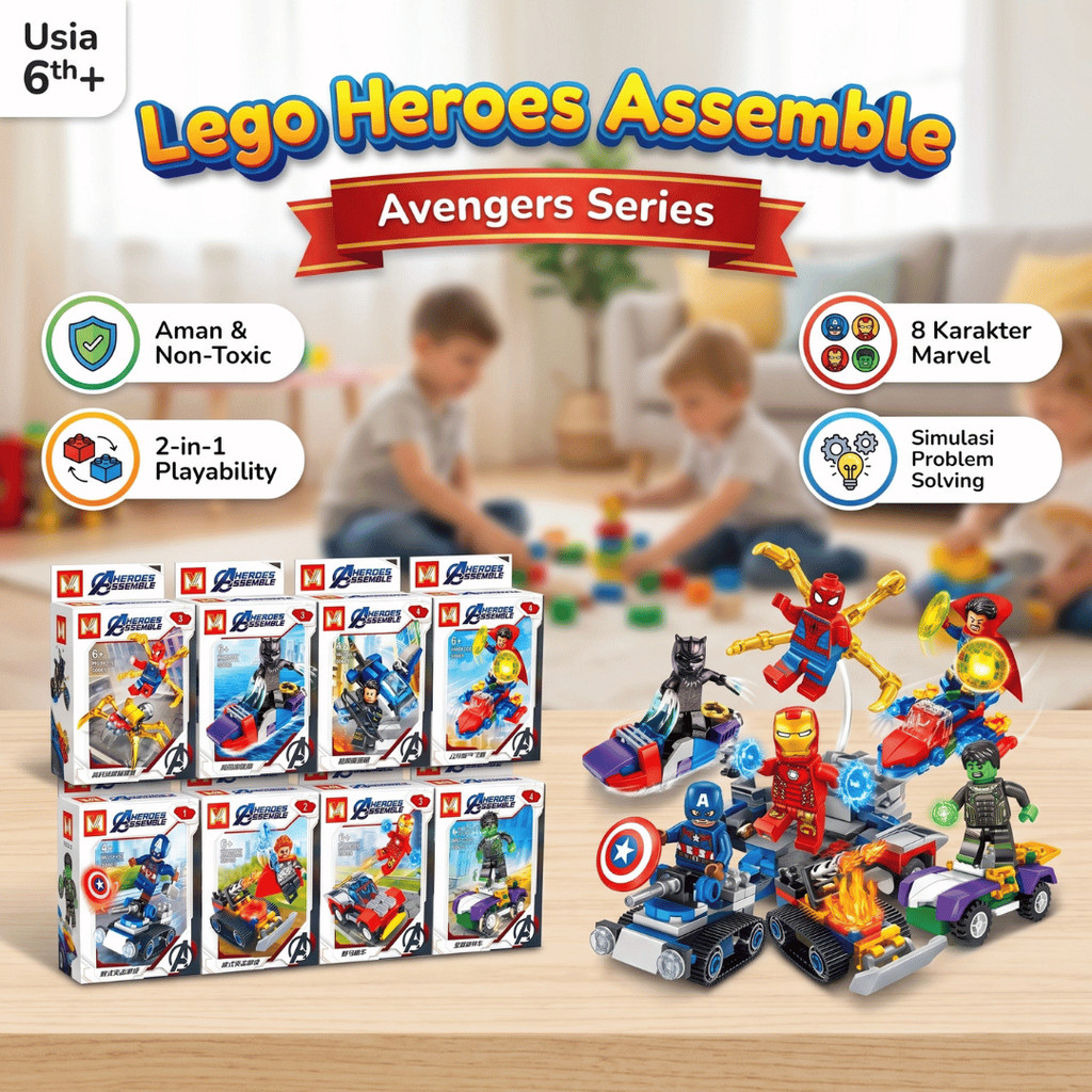 Toy Studio 1 PCS Mainan Brick Heroes Assemble 8 in 1 MG163 || Avengers Series