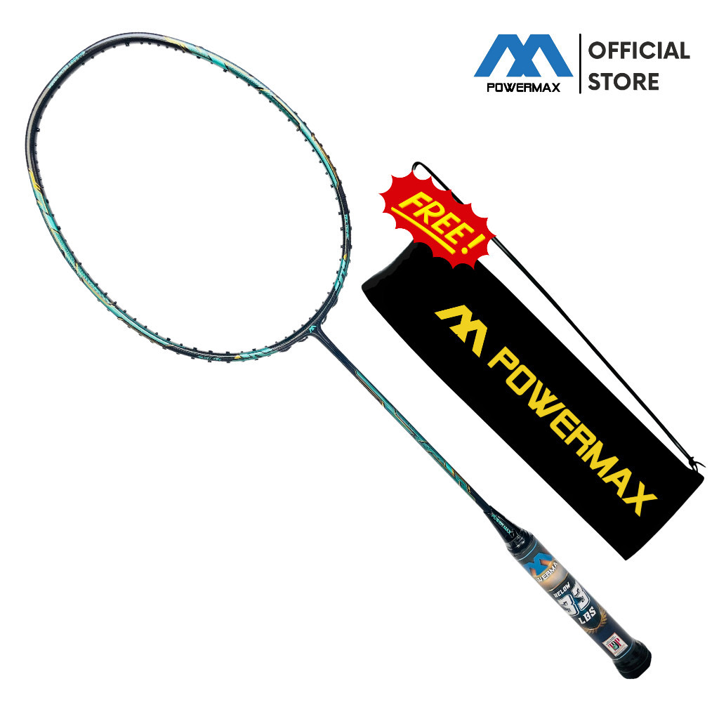 POWERMAX Raket Badminton Tectonic 10 Full Woven 5U 33 Lbs Frame Carbon Bulutangkis Profesional | A24