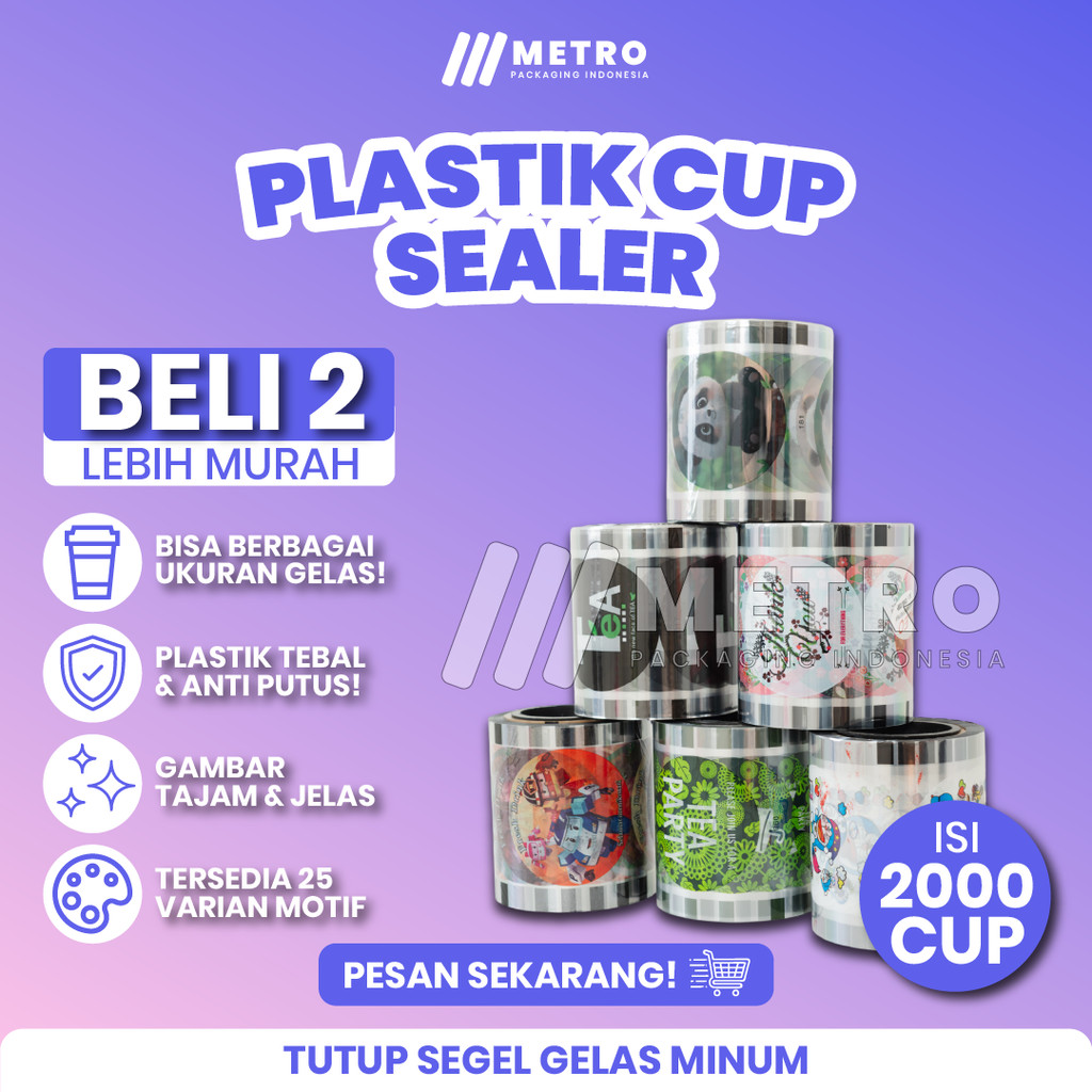 Cup Sealer Isi 2000 Cup / Plastik Lid Cup Sealer / Tutup Gelas / Tutup Minuman Gelas / Cup Minuman