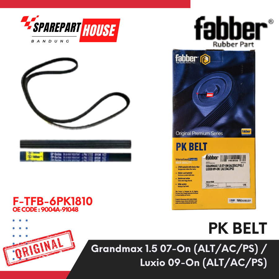 Vanbelt Fanbelt Grandmax 1500CC & Luxio (ALT, P/S & AC) 6PK1810 FABBER F-TFB-6PK1810