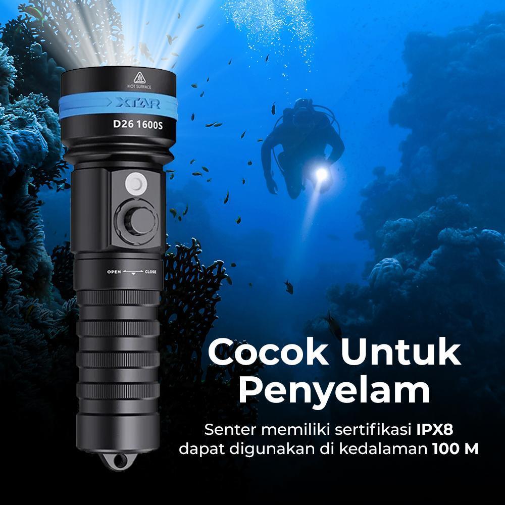 SENTER Selam Diving XTAR D26 CREE XHP35 Waterproof Bawah laut