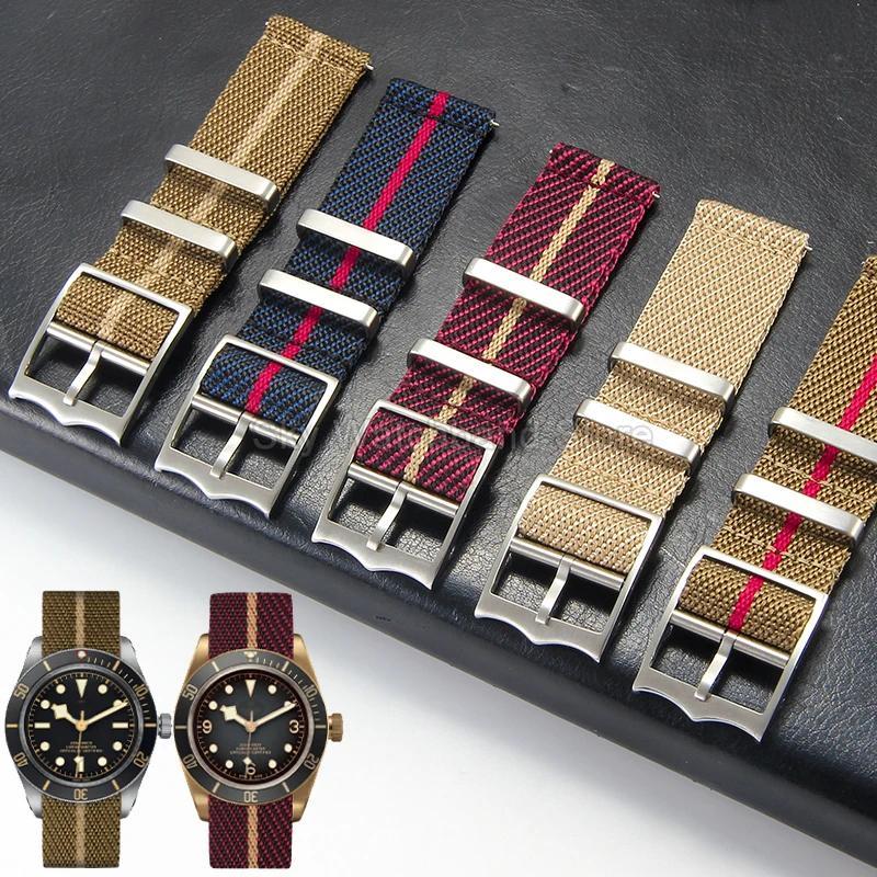 For Tudor Heritage Black Bay Longines Rolex Omega Seamaster IWC Nylon Watband Steel Buckle Breathabl