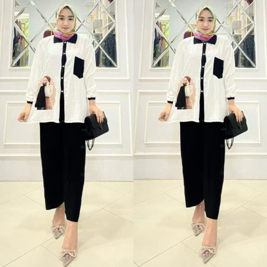 Fashion Muslim  | PROMO CUCI GUDANG  Setelan Celana Muslim JULITA SET KANCING  TUNIK | setcel sablon