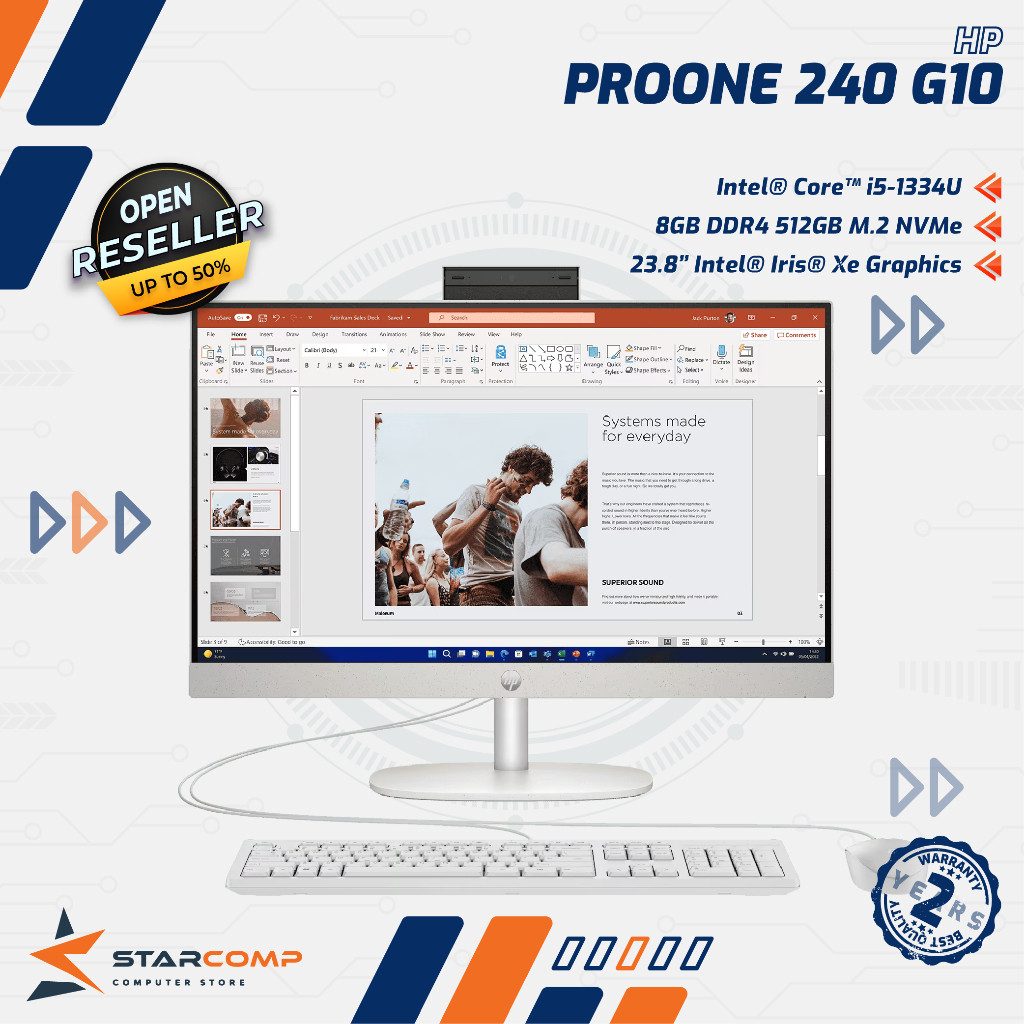 HP ProOne 240 G10 Core i5-1334U 8GB SSD 512GB 23.8" FHD W11 PC AIO All-in-One Desktop