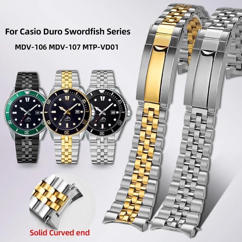 Stainless Steel Strap 22mm For Casio Duro MDV-106/B/G MDV-107-1A MTP-VD01 Watch Band MDV106 MDV107 M