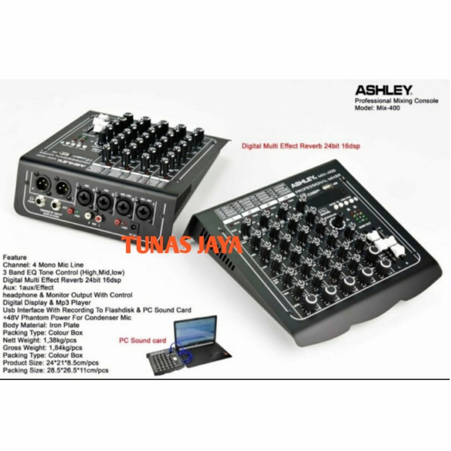 MIXER ASHLEY MIX400 MIXER ASHLEY 4 CHANNEL MIX400 ASHLEY MIX 400