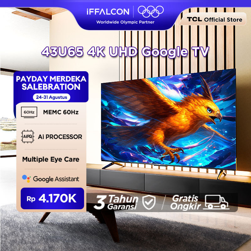 iFFALCON by TCL 43 inch U65 Series Google TV (Android 12) Smart Digital - 4K UHD - Dolby Audio - Goo