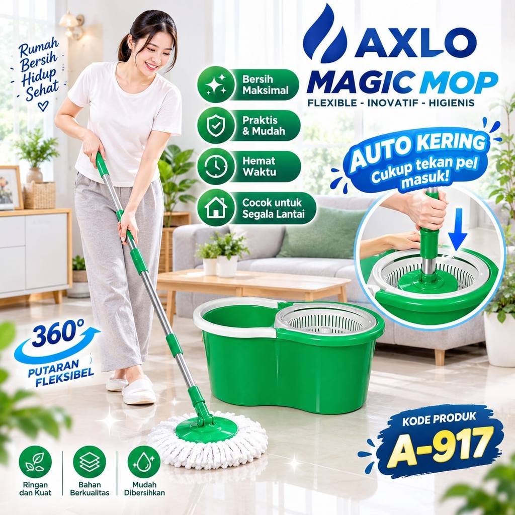 MAGICMOP AXLO A-917 / ALAT PEL PUTAR / SPIN DRY SPIN CLEAN A-917