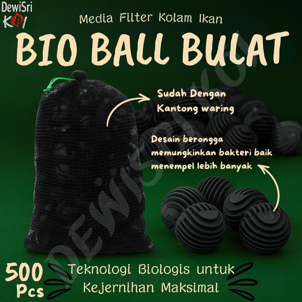 BioBall Bulat Golf 500pcs +  Kantong Waring – Media Filter Biologis Kolam Ikan Koi & Aquarium