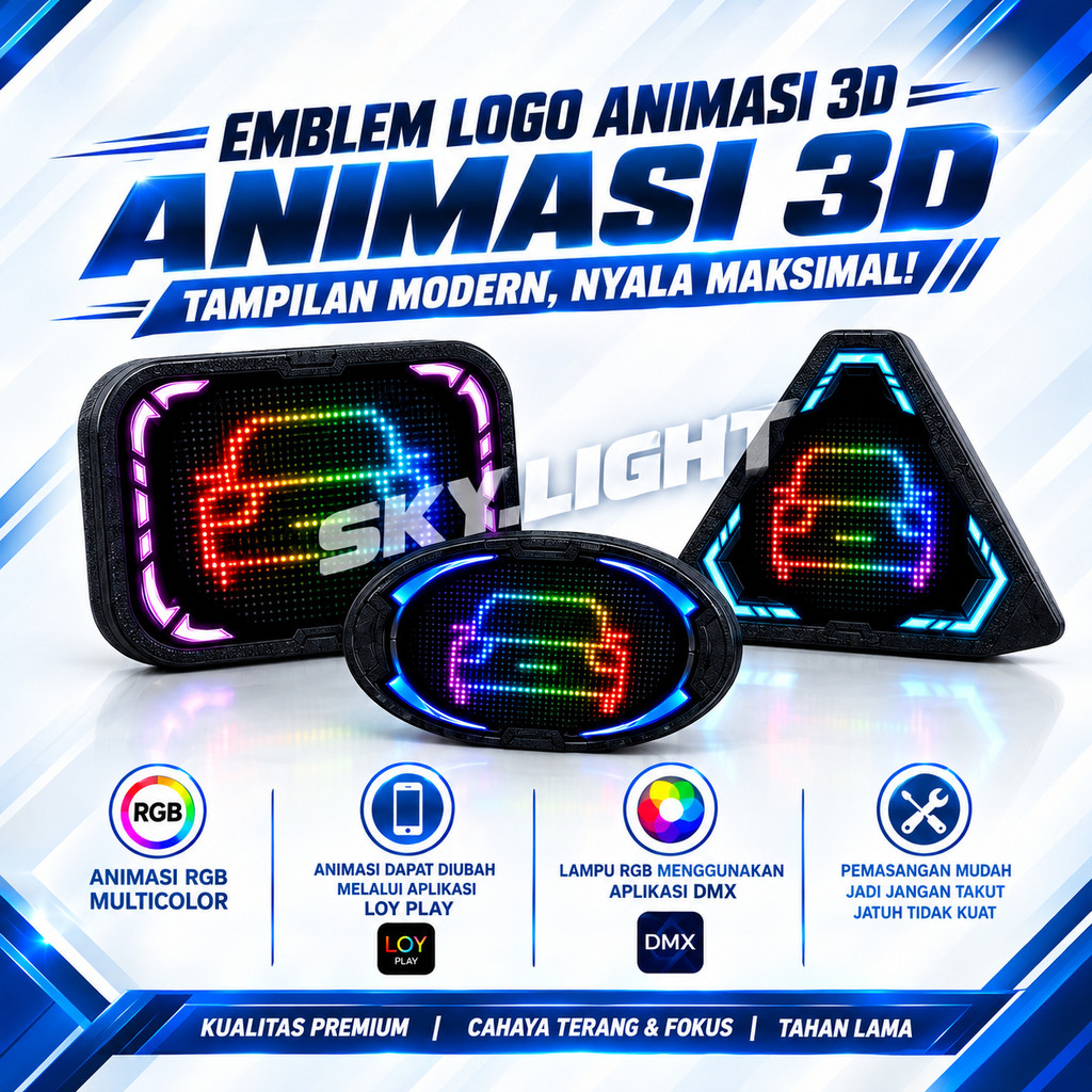 READY STOK EMBLEM CUSTOM ANIMASI 3D CUSTOM EMBLEM MOBIL