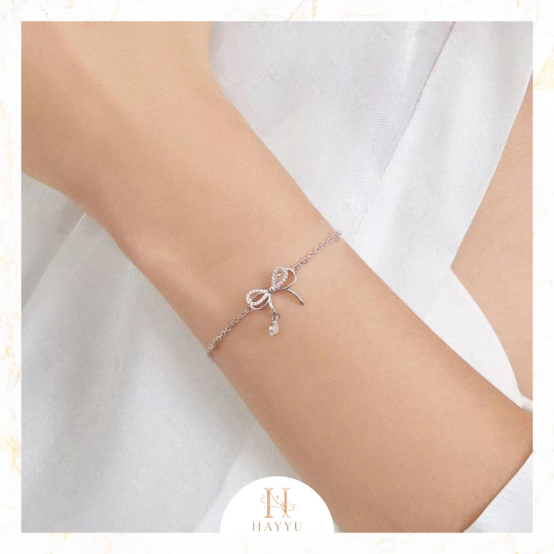 HAYYU Gelang Pita Simple Gelang Rantai Silver Wanita Korea Aksesoris Fashion - 1306