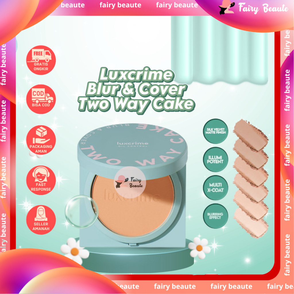 Luxcrime Blur & Cover Two Way Cake Oil Control  Bedak Foundation Padat Luxrime TWC SachiB