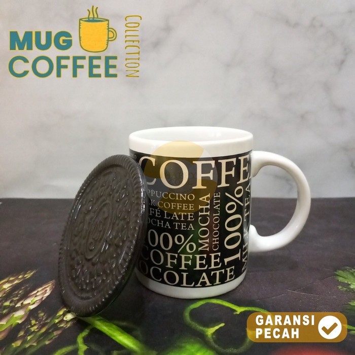 HOMECO 1pcs Mug NK Coffee Collection Mug Keramik 2in1 Tutup atau Tatakan Serbaguna 320ml