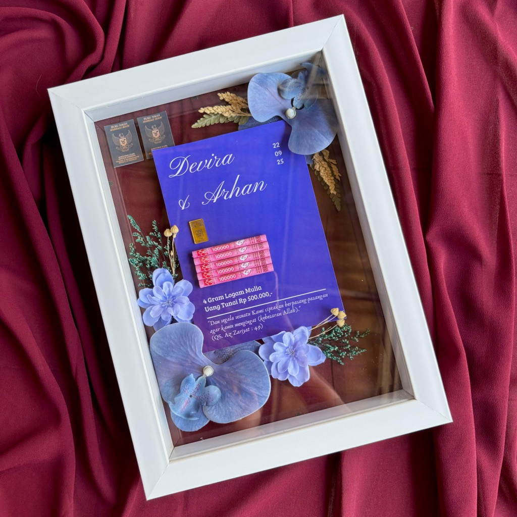 Frame Mahar Custom Pernikahan | Bingkai Mahar Elegan Handmade