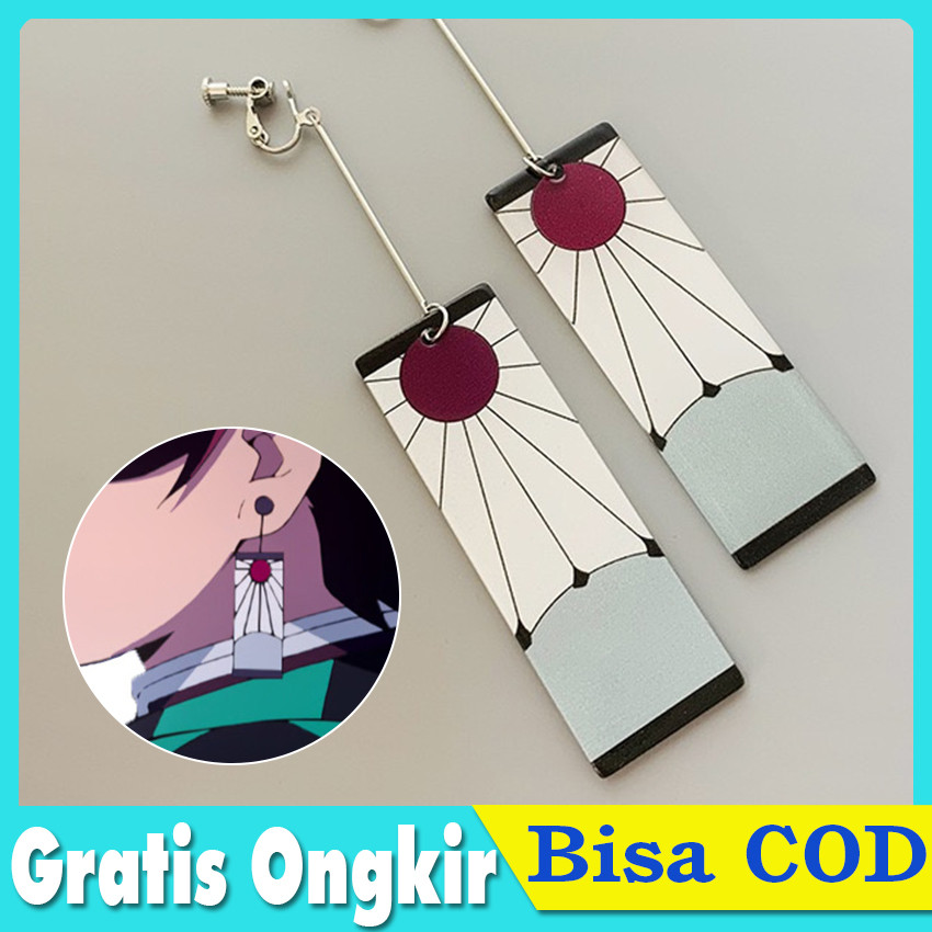 Anting Anime Kimetsu no Yaiba Tanjiro - Cosplay Demon Slayer Model Jepit/Tindik