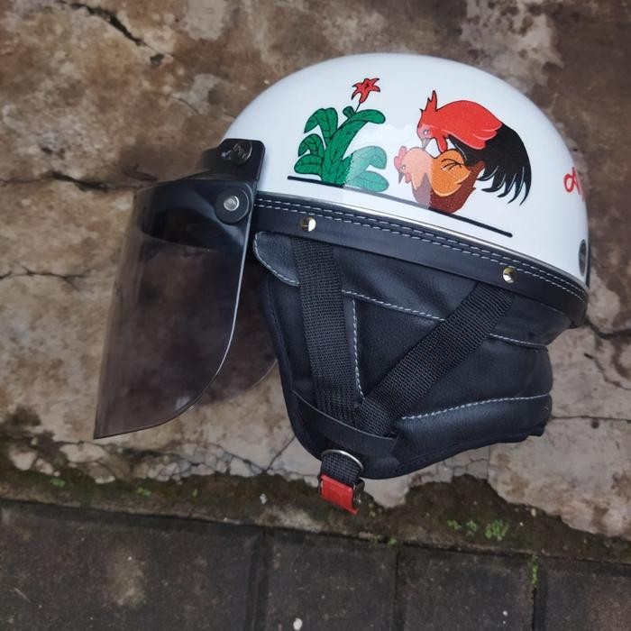 HELM RETRO CHIPS MOTIF AYAM JAGO MANGKOK Motorcycle - HELM PET