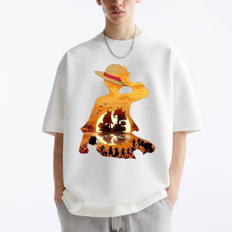 Kaos One Piece Unisex casual kaos 3D karakter anime dewasa/Baju Pria bahan kaos katun adem