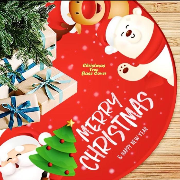 Promo natalChristmas Tree BASE COVER GREEN LIST RED Alas Pohon Natal Diameter tatakan pohon Natal De
