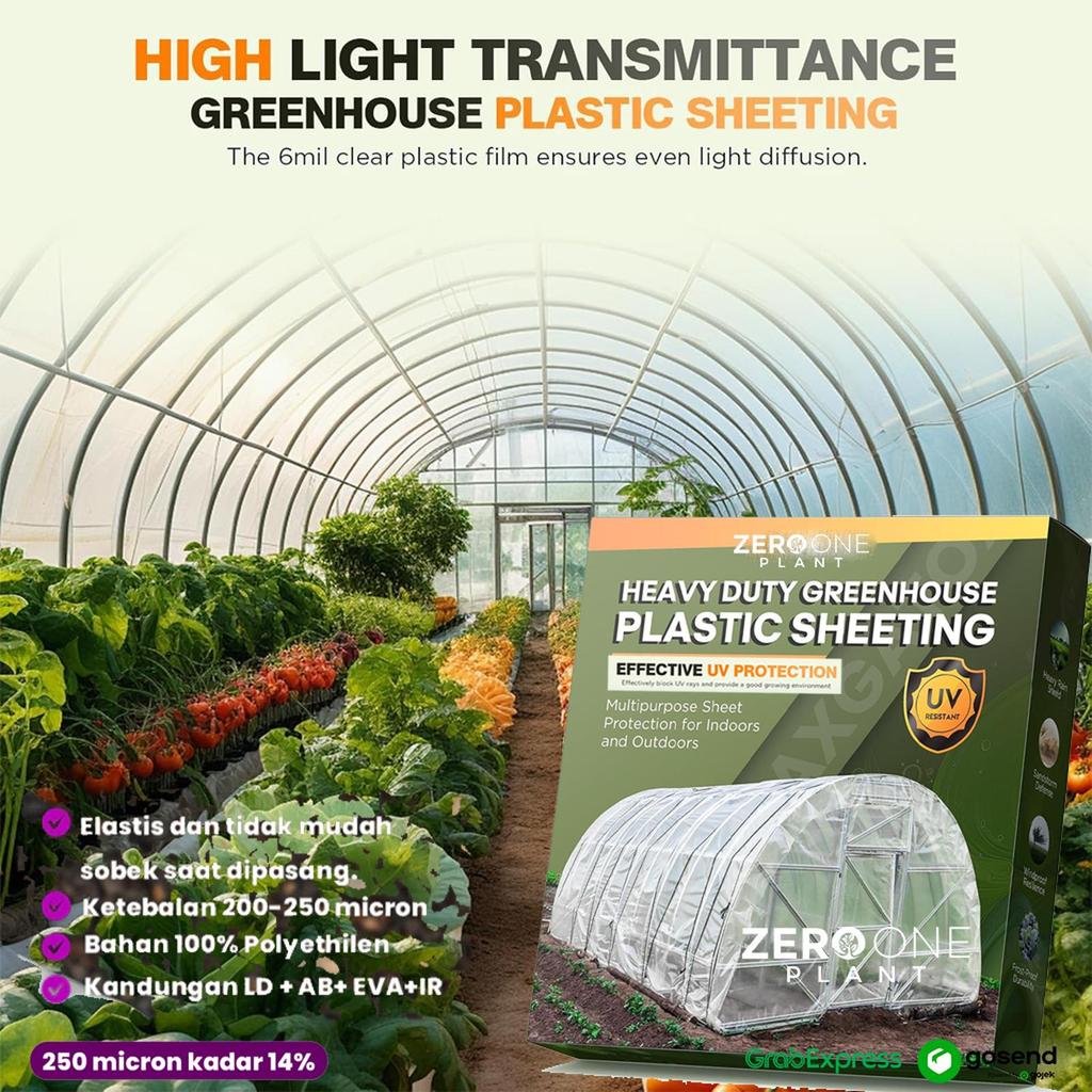 Plastik UV Green House Jahit Samping List Terpal Lubang Plastik Bening UV Anti Air Plastik UV Transp