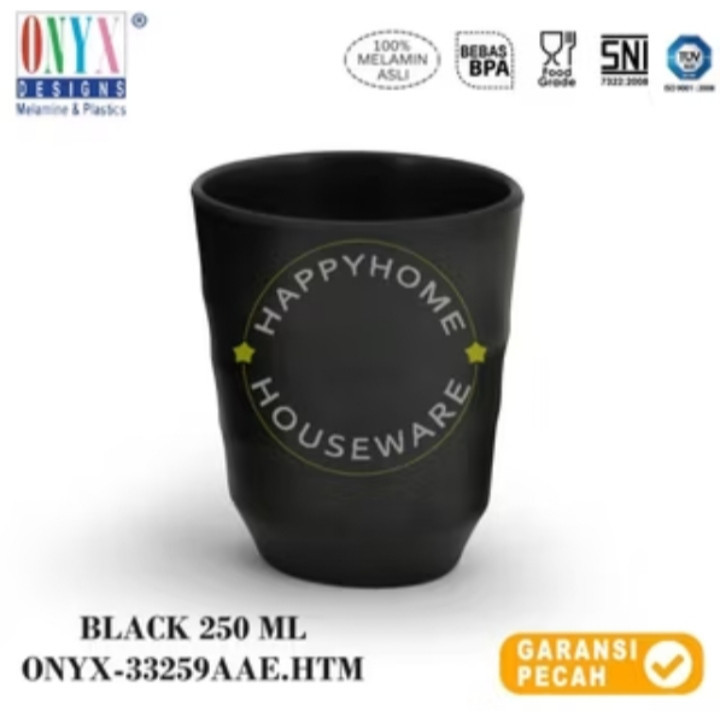 ONYX GELAS MINUM | GELAS MELAMIN | GELAS PREMIUM | GELAS COSMIC GRANIT 250ML HITAM