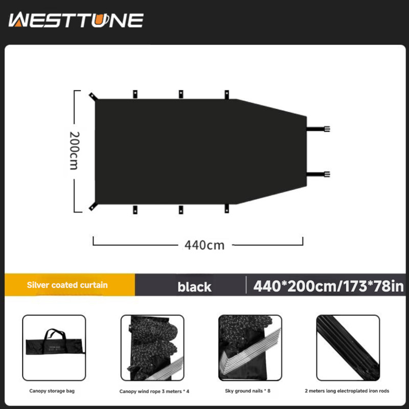 WESTTUNE Portable Car Awning Tarp Lightweight Vehicle Awning for Camping Outdoor Rear Vehicle Awning