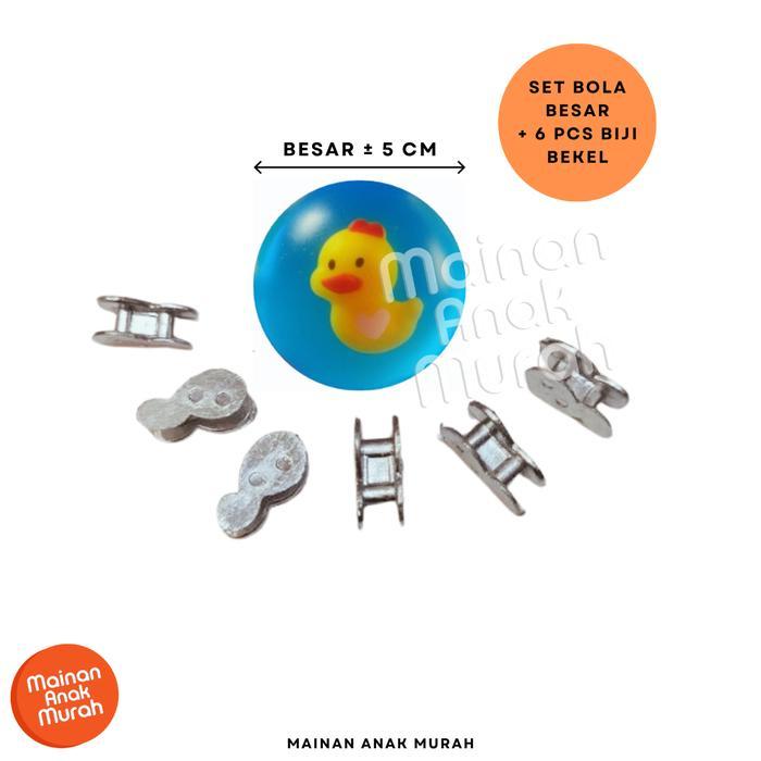 Mainan Set Bola Bekel / Bola Bekel Biji Bekel Silver Putih Pit Timah Kecik Besi / Mainan Edukasi Ana
