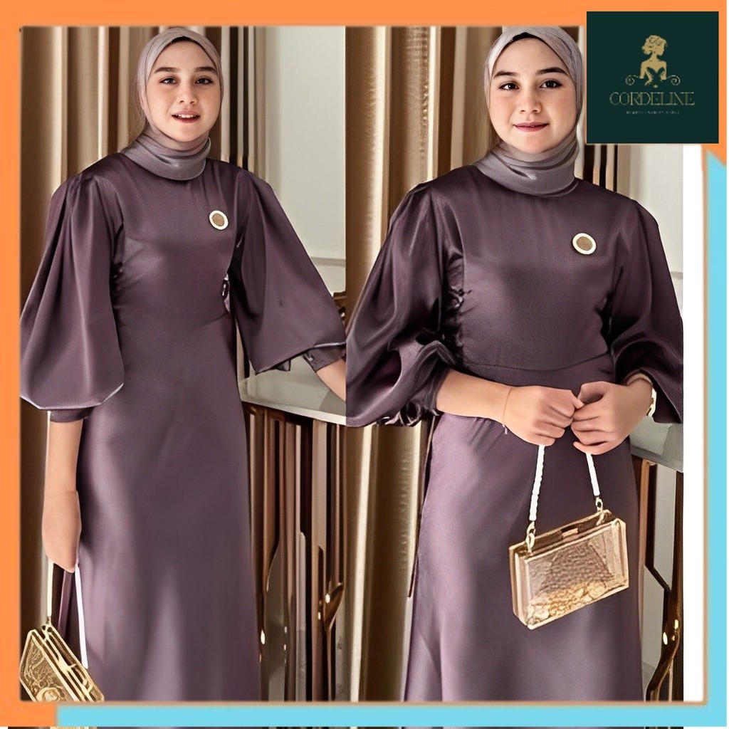 Gamis Polos Velvet Satin Lyodra Dress Kondangan Baju Wisuda Gamis Lamaran Baju Kondangan Simple