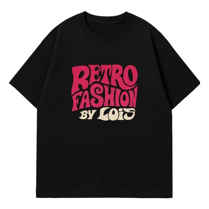 (COD) Kaos Vintage Style LOIS oversize - hitam, S