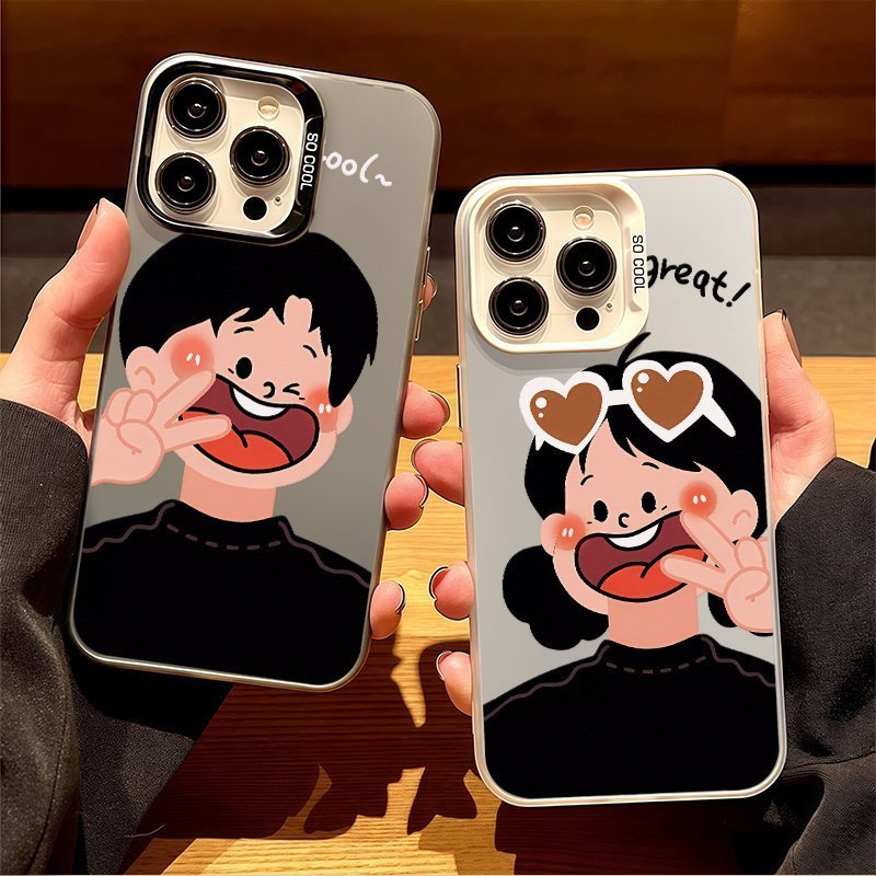 Couple Case Untuk iPhone 11 13 16 15 14 12 PRO MAX XR XS X MAX 8 7 PLUS Pasangan Lucu Kartun Cute Co
