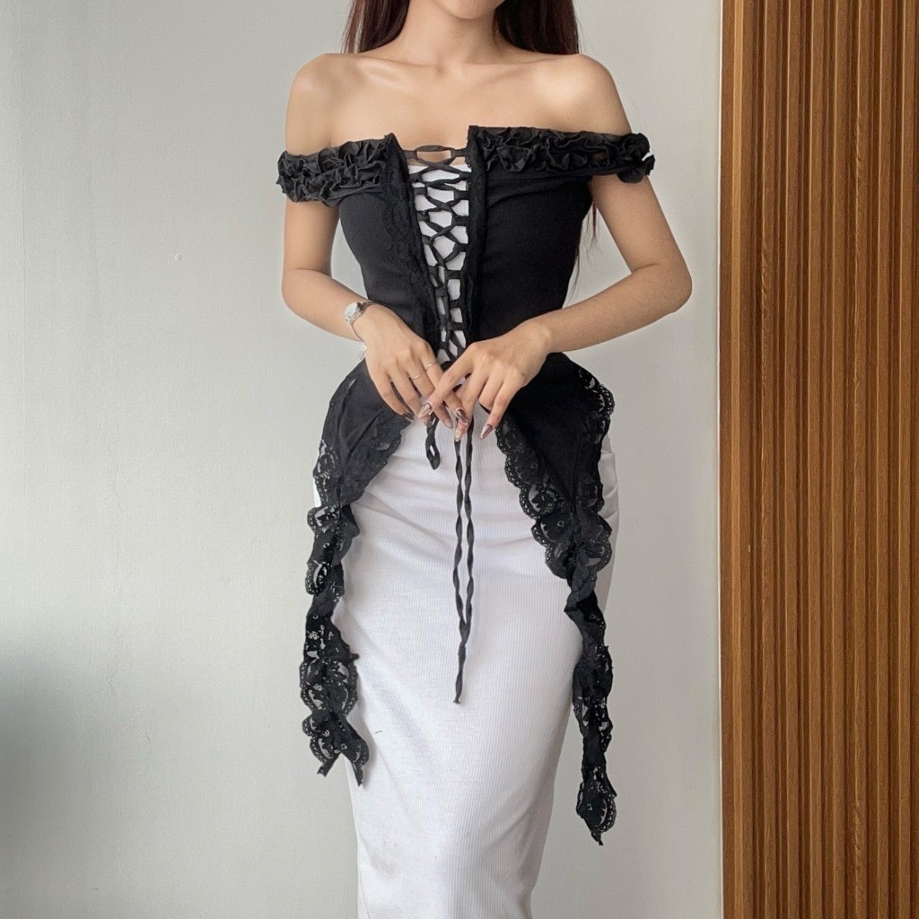 Envera —— (Real Picture) Geisya Lace Corset Top Atasan Konser Wanita Outfit Konser Wanita Aesthetic 